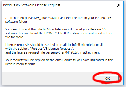 Perseus License Request file made